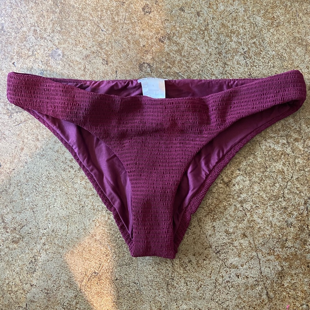 Pilyq Vino Smocked Bikini Bottom Large